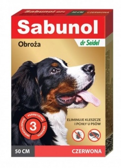 Sabunol Obroża przeciw pchłom i kleszczom czerwona 1szt. 50cm