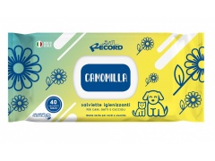 Record Italy antybakteryjne wilgotne chusteczki Maxi z rumiankiem do codziennej higieny psów i kotów 40szt.