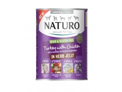 Naturo Grain & Gluten Free karma mokra dla psa w ziołowej galaretce 390g 1szt. indyk z kurczakiem