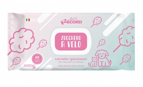 Record Italy antybakteryjne wilgotne chusteczki Maxi o zapachu waty cukrowej do codziennej higieny psów i kotów 40szt. 1szt. duże chusteczki