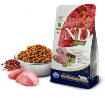 Farmina N&D Quinoa Feline Weight Managment z jagnięciną brokułami i szparagami dla kota 1.5kg