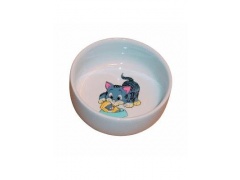 Trixie Miska ceramiczna biała z kotkiem 0,3L / 11cm [4009]