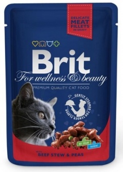 Brit Premium Cat Adult Wołowina + Groszek saszetka 100g