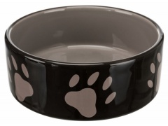 Trixie Miska ceramiczna czarna w szare łapki 1,4L / 20cm [TX-24533]