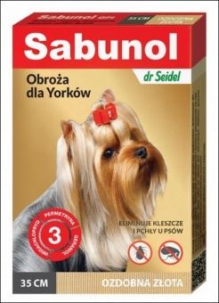 Sabunol GPI Obroża przeciw pchłom dla yorka ozdobna złota 35cm