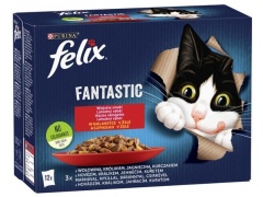 Felix Fantastic Wiejskie Smaki w galaretce kurczak / wołowina / królik / jagnięcina saszetki 12x85g