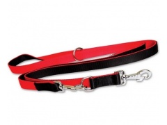 Dingo Smycz taśma polipropylenowa przedłużana podwójnie zszywana 2,5cm / 120-220cm czarno-czerwona