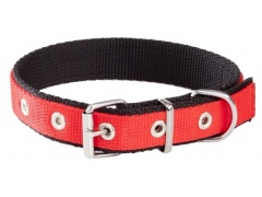 Dingo Obroża taśma polipropylenowa podwójnie zszywana 2,5cm / 60cm czerwono-czarna