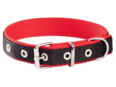 Dingo Obroża taśma polipropylenowa podwójnie zszywana 2,5cm / 50cm czarno-czerwona