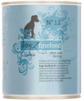 Dogz Finefood N.12 Dziczyzna i śledź puszka 800g