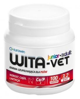Wita-Vet Junior+Adult CA/P=2 3,2g 100tabl. - preparat witaminowy dla ciężarnych suk i szczeniąt
