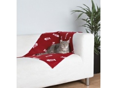 Trixie Koc 100x70cm Bordowy w białe ryby [37193]